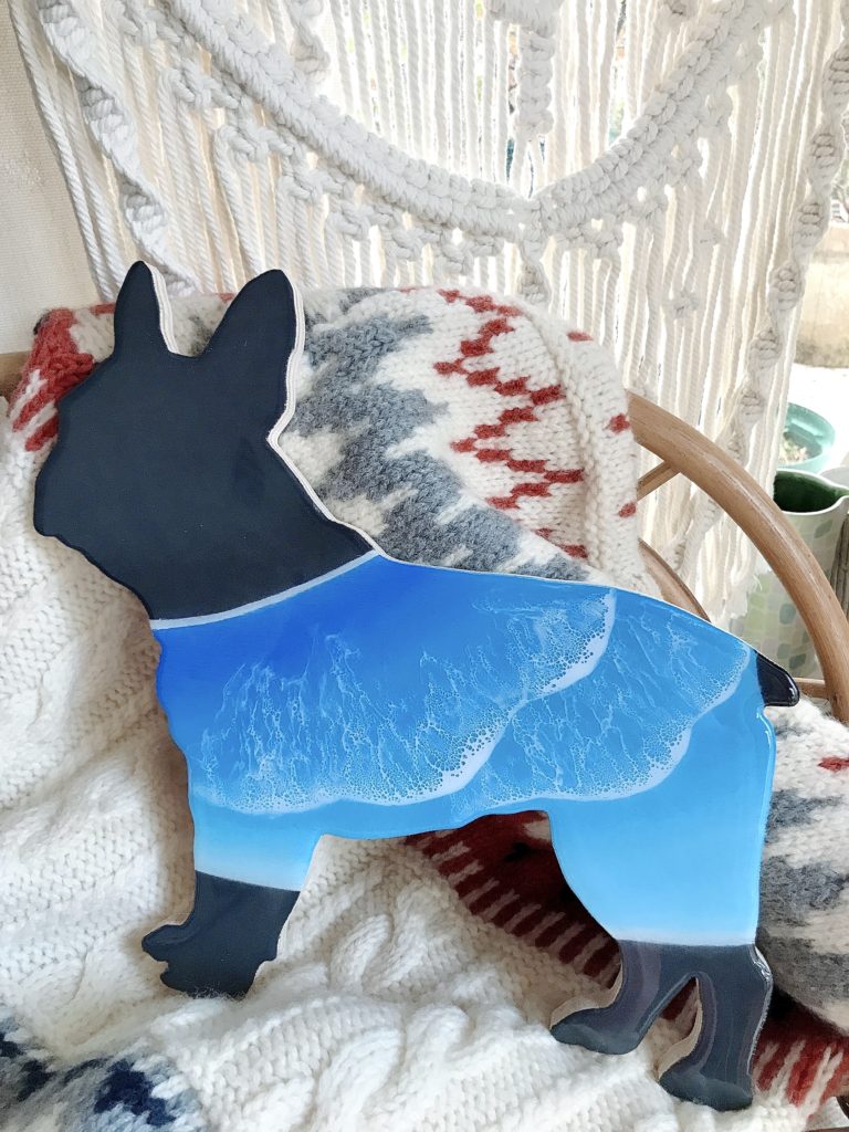 海レジンアートパネル　フレンチブルドッグ